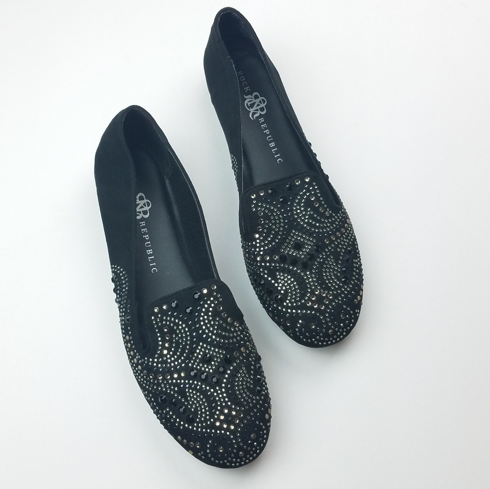 Rock & Republic black suede sequence flats sz 9.5